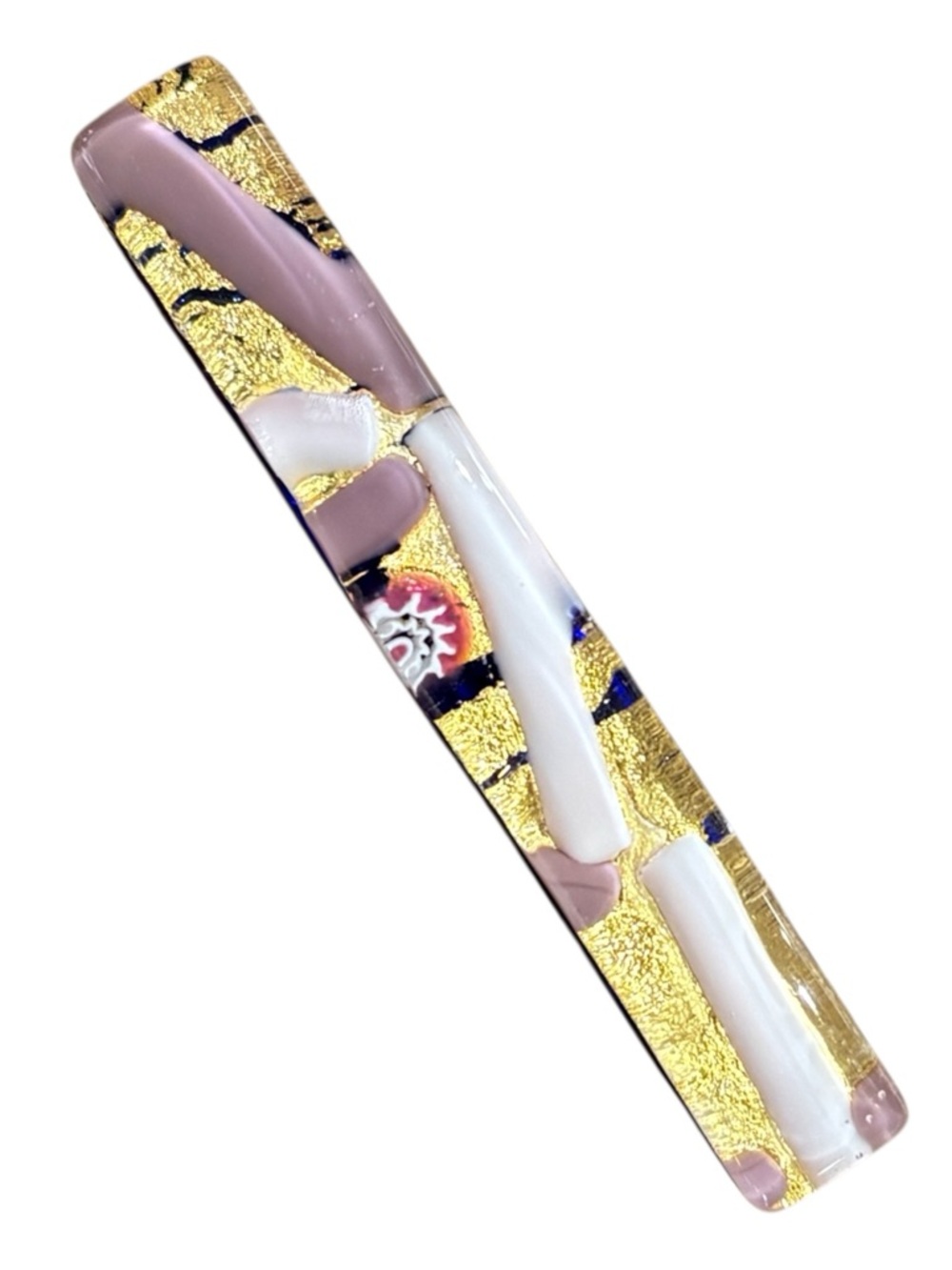 Murano Gold and Mauve Glass Hair Barrette